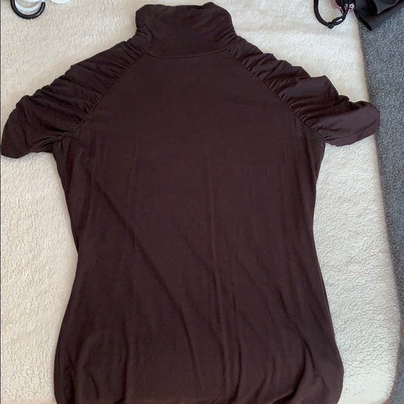 The Limited Tops - Short sleeve brown mock turtleneck The Limited Tops - Short sleeve brown mock turtleneck
